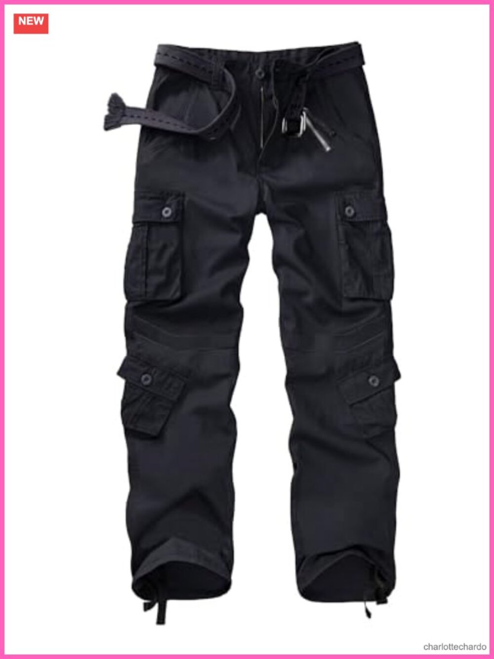 Women's Cotton Cargo Pants, Multi Pocket Straight Leg Work Hiking Pants